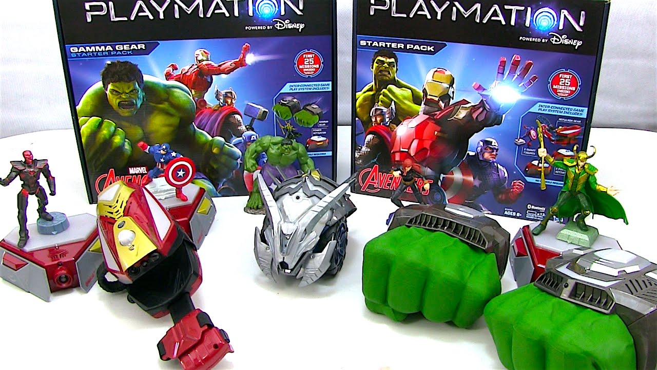Playmation Marvel Avengers starter packs, Repulsor Gear, Gamma Gear, and smart figures